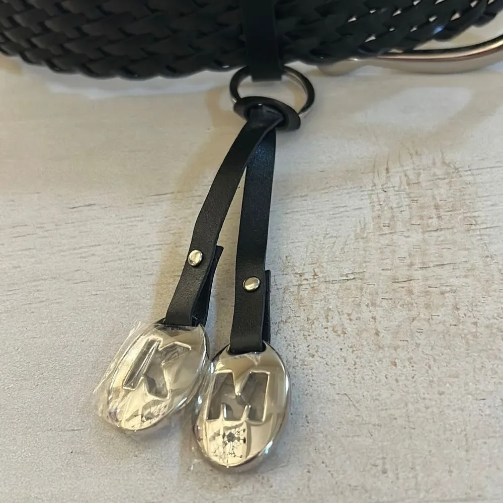 Michael Kors Black Leather Braided Belt M